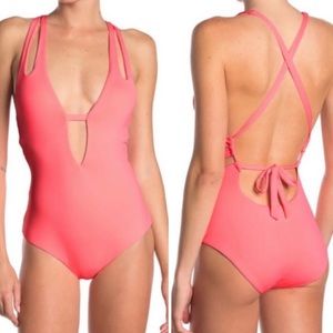 NWT BECCA by Rebecca Virtue Color Code Keyhole Plunge One Piece Swimsuit